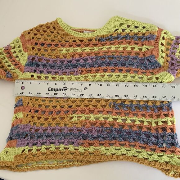 ZARA Kids Sweater Hollow Open Knit Crochet 13/14 Yellow Cluttercore Festival - Picture 4 of 7